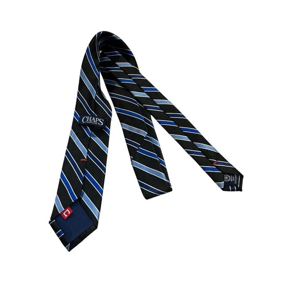CHAPS Men's Navy & Blue Striped Silk Tie - Picture 2 of 2